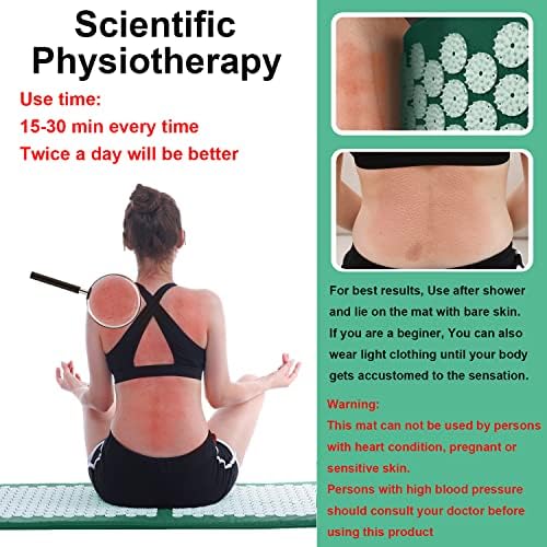 XiaoMaGe 47" Acupressure Mat and Pillow Set with Carry Bag (Green)