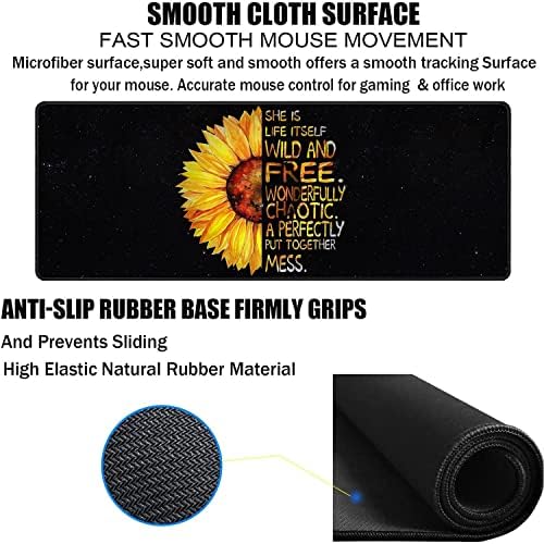 Large Gaming Mouse Pad, Keyboard Wrist Rest pad + Mouse Wrist pad + Coaster Set Extended Waterproof Non-Slip Table mat Suitable for Home Office Learning Games - Watercolor Sunflower