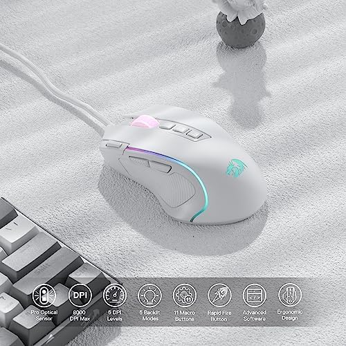 Redragon M612 Wired RGB Optical Gaming Mouse 8000 DPI Remapping Keys