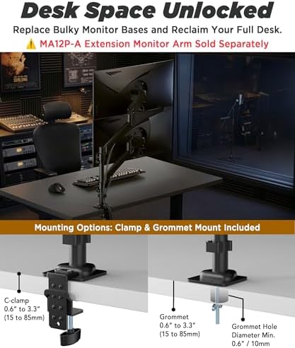 ULTRARM Extra-Tall Heavy-Duty Monitor Arm Mount for 40" Ultrawide Monitors