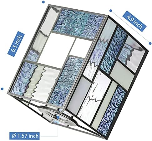 ARTZONE Tiffany Lamp Shade[W5" x H6"] Handmade Stained Glass Shade for Lampshade Replacement/Chandelier/Pendant Lighting/Wall Sconces/Table Lamp/Floor Light(Blue)