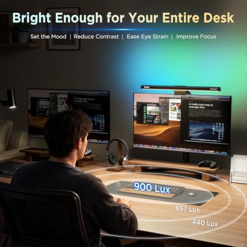 Quntis Monitor Light Bar 15.7 Inch, Eye Care Dual Light with 24 RGB Modes
