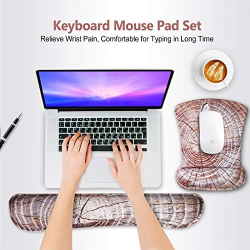 ToLuLu Keyboard Wrist Rest Mouse Pad Support, Gel Ergonomic Mouse Pads for Computer Laptop PC, Comfortable Durable Mousepad Keyboard Wrist Rests for Easy Typing Pain Relief, Wood Art