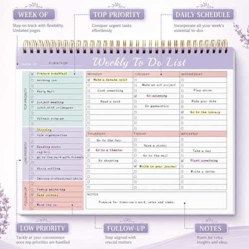 TREES Weekly To-Do List Notepad, 52-Week Desk Planner Organizer, 8.5" x 11"