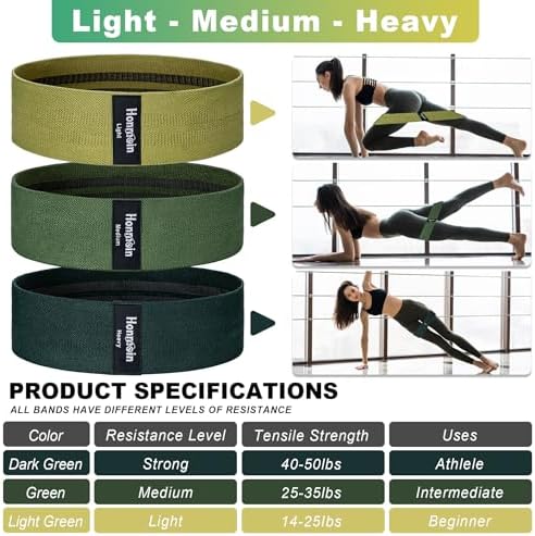 Resistance Bands for Working Out, 3 Levels Fabric Exercise Bands Set