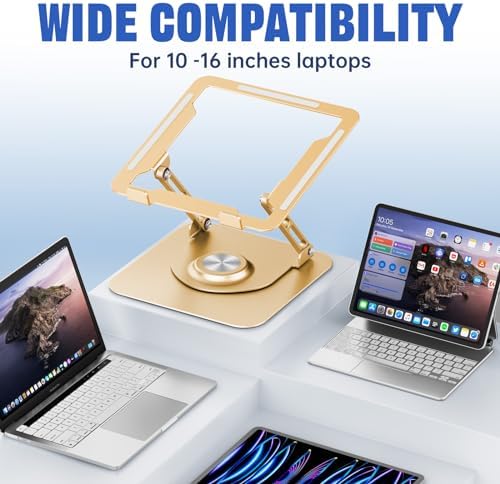 Laptop Stand for desk(360°Rotating),Aluminum laptop Riser for 10-16"Laptops