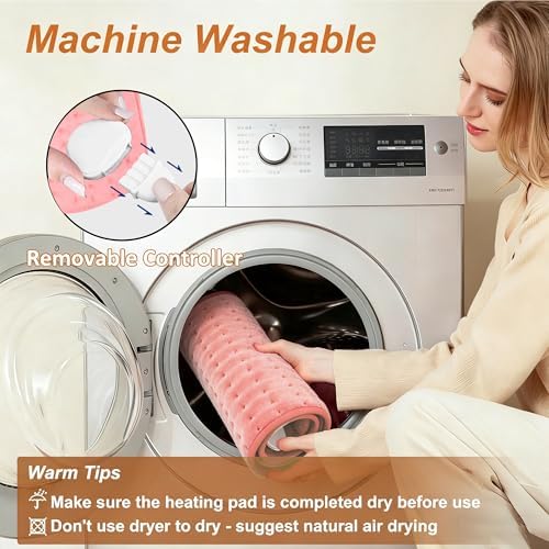 Electric Heating pad for Back Neck Shoulder Knee Arms Legs- Electric Heat Pads with 6 Heat Settings & Auto Shut Off &Dry/Moist Heat Heating Pad for Birthday Mother Father Girl Men Women, BabyPink