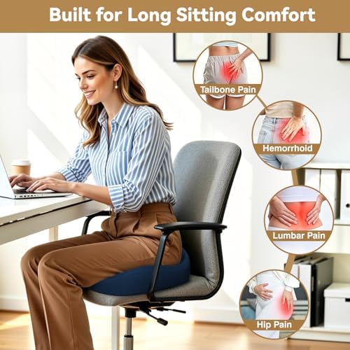 TushGuard 5-Zone Ergonomic Seat Cushion with Coccyx Cutout, Blue