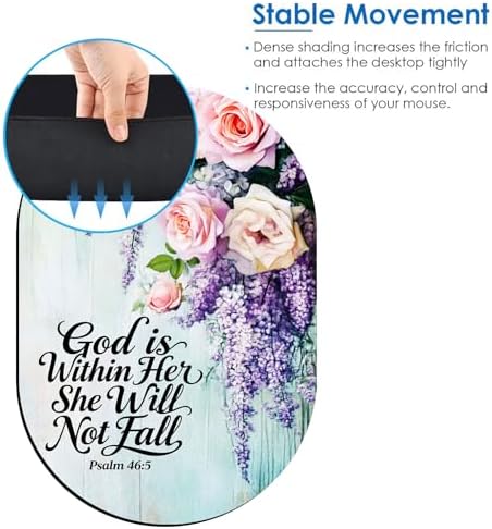 Small Mouse pad, Portable, Waterproof Non-Slip Rubber Bottom, Suitable for Wireless Mouse, Laptop Keyboard Tray for Both Men and Women, Office Travel 7.1x10.6in，Floral Psalm 46:5