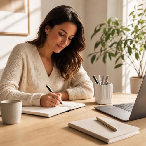 KIBAGA Aesthetic Pen Holder for Desk - Modern Concrete Pencil Holder & Cup