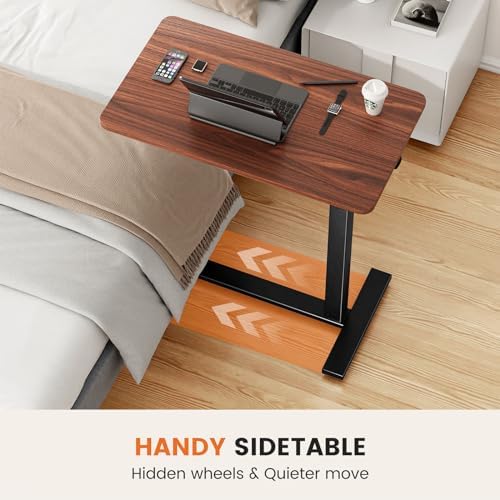 Sweetcrispy Overbed Table, Adjustable Rolling Desk, Mobile Standing Desk
