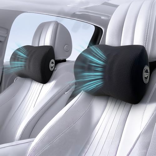 SPRFUFLY Car Headrest Pillow 2 Pack, Headrest Pillow with Adjustable Strap