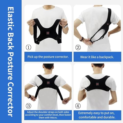 Posture Corrector for Women and Men, Adjustable Back Brace for Spine Alignment and Posture Support, Upper Back Pain Relief, Comfortable and Effective Back Brace for Better Posture Small Black