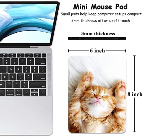 Dapesuom Small Mouse Pad, 6 x 8 Inch Thick Rubber Premium-Textured Non-Slip Portable & Washable Mini Mouse Mat for Women Men Wireless Laptops Keyboard Tray Gaming Work Computer Office Travel, Cute Cat