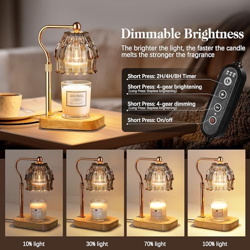 Candle Warmer Lamp with Timer Dimmer, Wax Melts Warmer Lamp for Gift, Grey