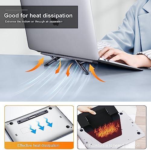 Laptop Risers for Desk, 4 Adjustable Heights Laptop Stand, Keyboard Riser, Ergonomic Laptops Feet for Desk, Compatible with MacBook Air Pro, with Dell, with HP, More 10-15.6” Laptops