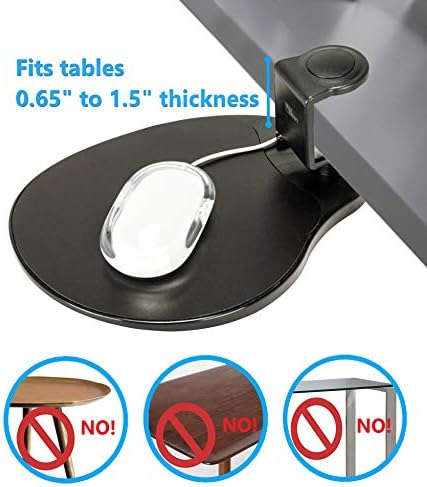 MAX SMART Ergonomic Clip On Mouse Pad and Small Clamp On Keyboard Tray