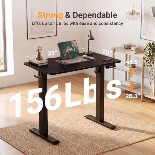 Claiks Electric Small Standing Desk, 35x20 Inch, Black