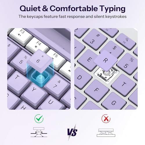 OMOTON Purple Wireless Keyboard and Mouse Combo, Built-in Phone Holder