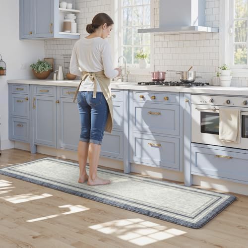 KIMODE Kitchen Mats for Floor Anti Fatigue, Blue Rugs for Kitchen Floor