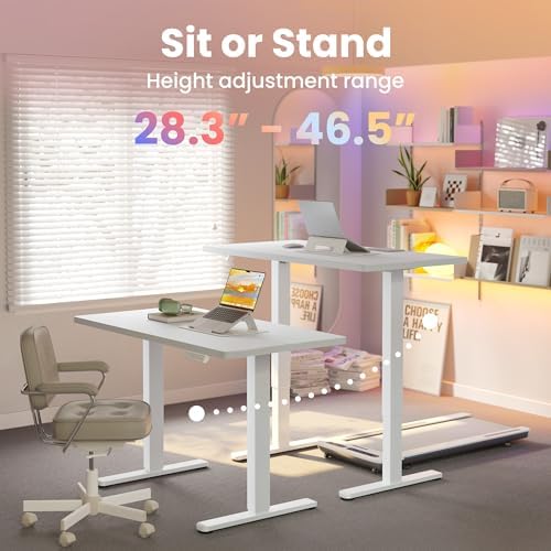HUANUO 40x24 Inch Electric Standing Desk, Height Adjustable, White