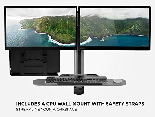 Mount-It! Wall Mounted Sit-Stand Dual Monitor Workstation, Gas Spring Arm