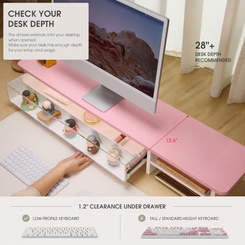Fenge Monitor Stand with Acrylic Display Drawer for Figures & Collectibles