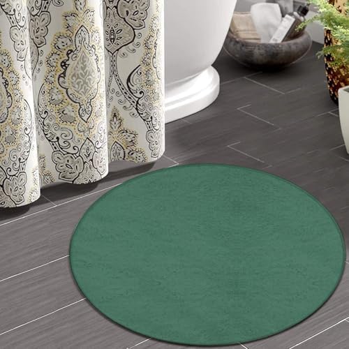 Room Sofa Yoga Soft Round Carpet, Home Decor Non Slip Kitchen Office Circle Rug, Machine Washable Modern Round Area Rug Green, 60inch