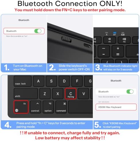 OMOTON Wireless Keyboard for Mac, USB-C Rechargeable, Bluetooth ONLY