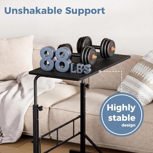 Simple Deluxe 31.5" Adjustable Height Mobile Desk with Locking Wheels & Pin-Lock – Height-Adjustable Standing Desk– Heavy-Duty Portable Workstation for Small Spaces & Home Office – Black