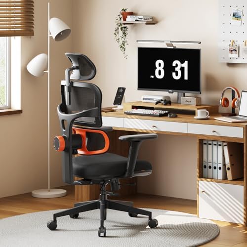 Newtral Ergonomic Office Chair - Home Office Desk Chair, Big and Tall Office Chair, Auto-Following Lumbar Support for Back Pain, Adjustable Seat Depth and Height (No Foot Rest + No Laptop Tray, Black)