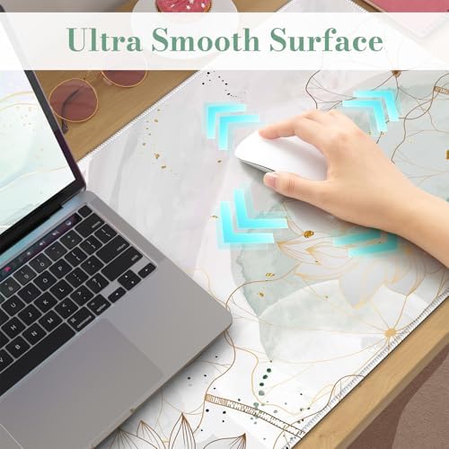 iCasso Desk Cover Mat, Extra Large Lotus Mouse Pad, Green Lotus Leaf
