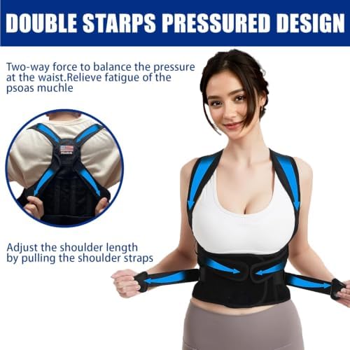 Posture Corrector for Women and Men - Adjustable Back Brace for Pain Relief - Enhances Posture and Provides Lumbar Support - Upper and Lower Back Straightener - Breathable Back Support (Small, Black)
