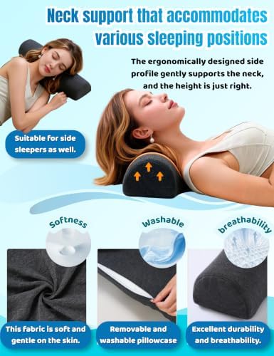 Cervical Neck Roll Pillow for Neck Pain Relief Sleeping-Ergonomic Support