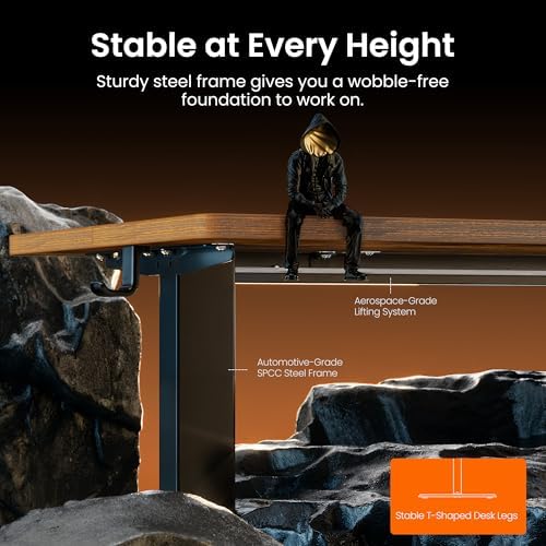 ErGear Height Adjustable Electric Standing Desk, 40 x 24 Inches Sit Stand up Desk, Memory Computer Home Office Desk, Vintage Brown