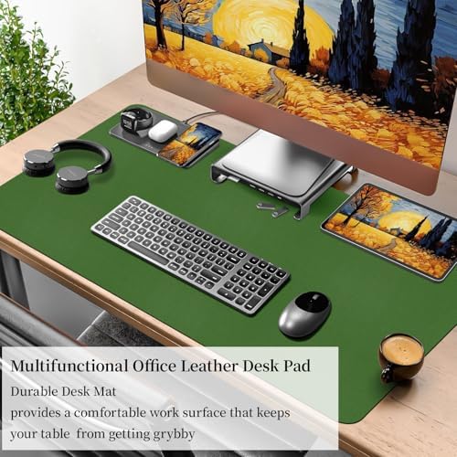 Leather Desk Pad Mat, Green Desk Mat, 31.5" x 15.7"