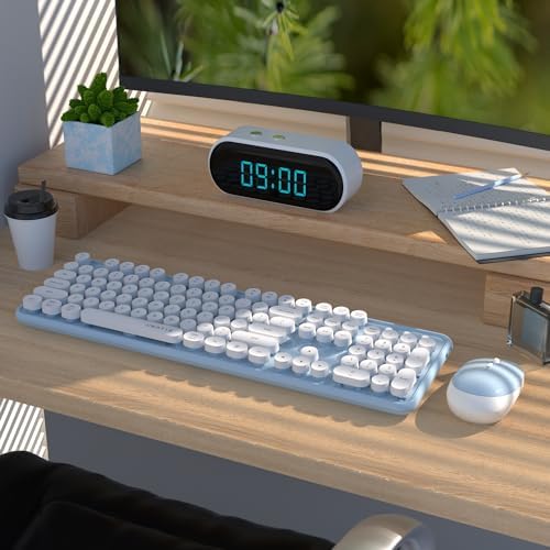 UBOTIE Colorful Wireless Keyboard and Mouse Combo (Blue-White)