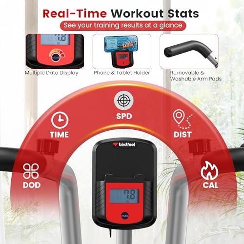 Foldable Elliptical Exercise Bike, 8-Level Magnetic Stationary Bike Home