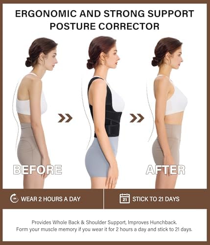 URSEXYLY Back Brace Posture Corrector for Women and Men, Breathable Shoulder Brace, Upper and Lower Back Pain Relief, Adjustable Full Back Support(Small,Black)