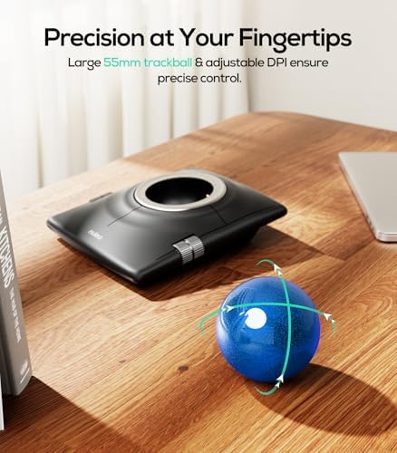 Nulea Wireless Trackball Mouse Ergonomic 55mm Large Ball Ambidextrous