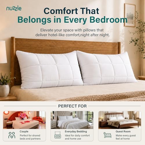 Nuzzle Adjustable Neck Pillows Queen Size Set of 2,Soft Luxury Hotel Feel