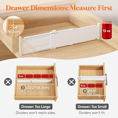 Lifewit 5 Pack 4" High Drawer Dividers, Adjustable Drawer Organizer Clothes