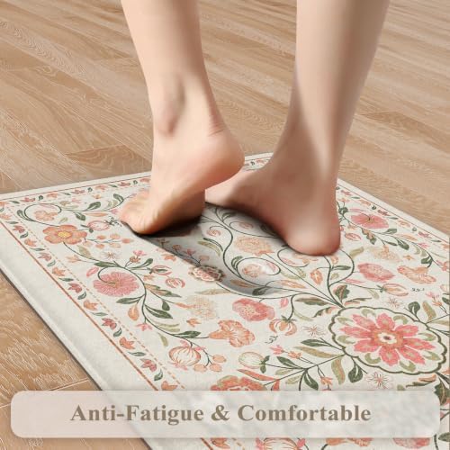 KIMODE Kitchen Floor Mat Anti Fatigue, Cushioned Kitchen Runner Rug 2 Piece