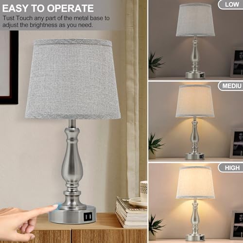 EJIAXIN Table Lamps for Bedroom Set of 2,Dimmable Touch Bedside Lamps with Dual USB A+C Ports - Nightstand Lamp for End Table Modern Night Stand Lamps for Living Room Guest Room