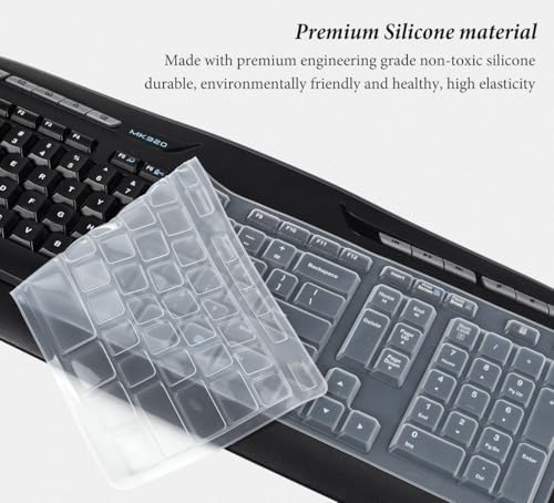 Keyboard Cover Compatible with Logitech MK320 MK330 K330 MK335 Wireless Desktop Keyboard, Logitech MK320-YR002/Y-R0009 Keyboard Protector Skin-Clear