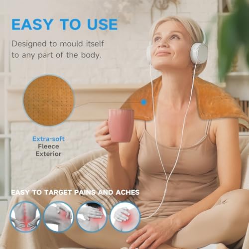 GOTCOZY Heating Pad 12"x24" for Back Pain Relief & Cramps(Biscuit)