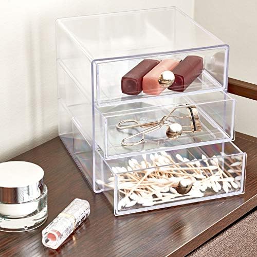 iDesign Stackable 3-Drawer Makeup Organizer, Clear