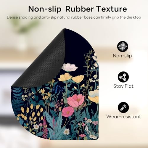 Contoured Oval Mouse Pad 6x8in Non-Slip for Laptop,Flowers