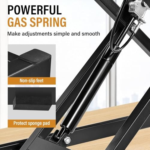 37 Inch Standing Desk Converter, Height Adjustable Desktop Standing Desk, Stand Up Riser Compatibles with 2 Computer, Stand Up Converter Laptop Workstation to 18.8" Tall, Black