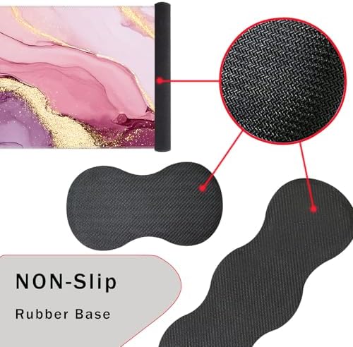 Keyboard Wrist Rest and Mouse Pad with Wrist Support Set Ergonomic Coaster,Memory Foam,Easy Typing Pain Relief,Large XL Desk Mat 31.5"x 11.8",Marble Pretty Pink
